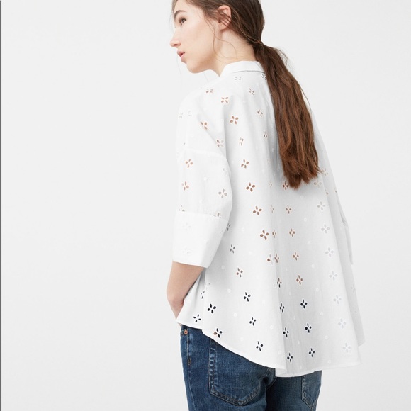Mango white embroidered shirt - Picture 2 of 8